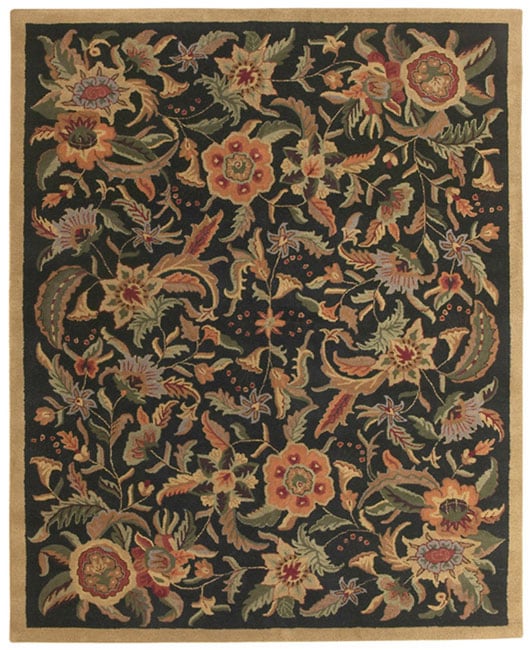 Hand tufted Paradise Black/ Multi Wool Rug (5 X 8) (BlackPattern FloralMeasures 0.625 inch thickTip We recommend the use of a non skid pad to keep the rug in place on smooth surfaces. This rug should be spot cleaned or professionally cleaned only. All r