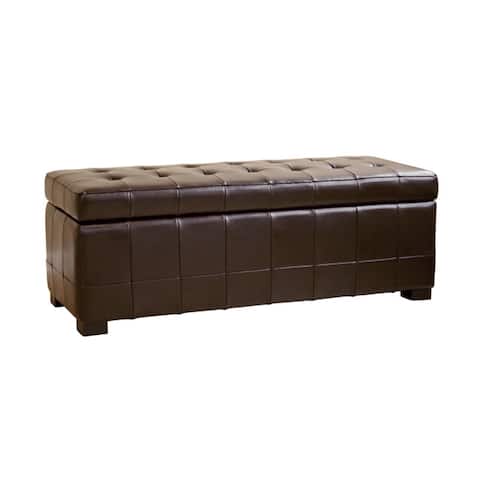 Routhledge Tufted Bi-cast Leather Storage Bench