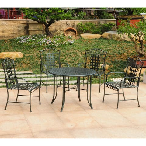 Green Wrought Iron Patio Furniture Find Great Outdoor Seating International Caravan Mandalay 5 Piece Iron Patio Dining Set