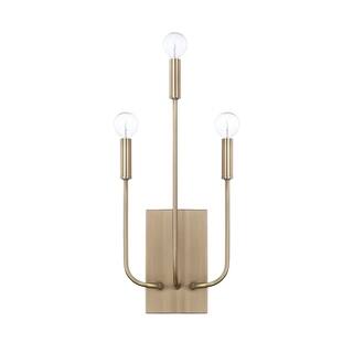 slide 2 of 2, Zander 3-light Aged Brass Wall Sconce (As Is Item)