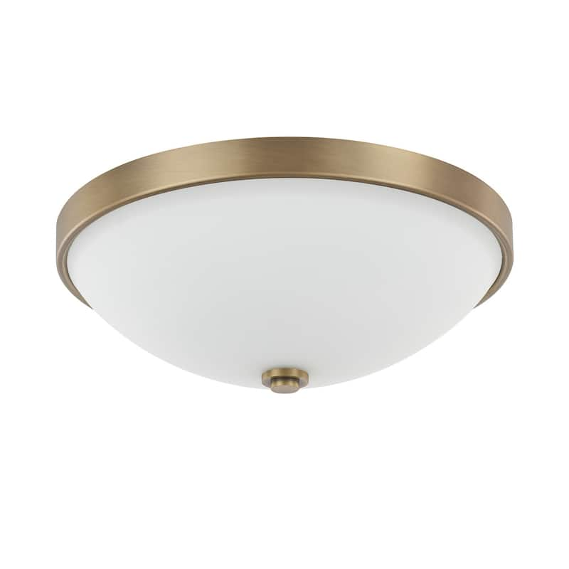 2-light Aged Brass Flush Mount