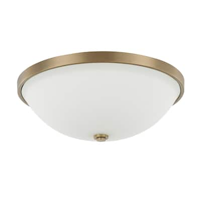 3-light Aged Brass Flush Mount