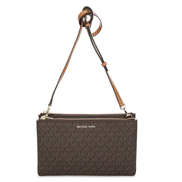 michael kors adele double zip crossbody black