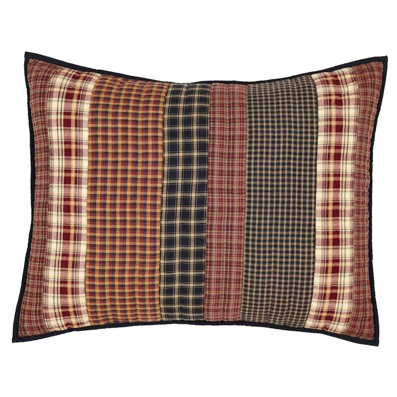 Red Rustic Bedding VHC Beckham Sham Cotton Striped