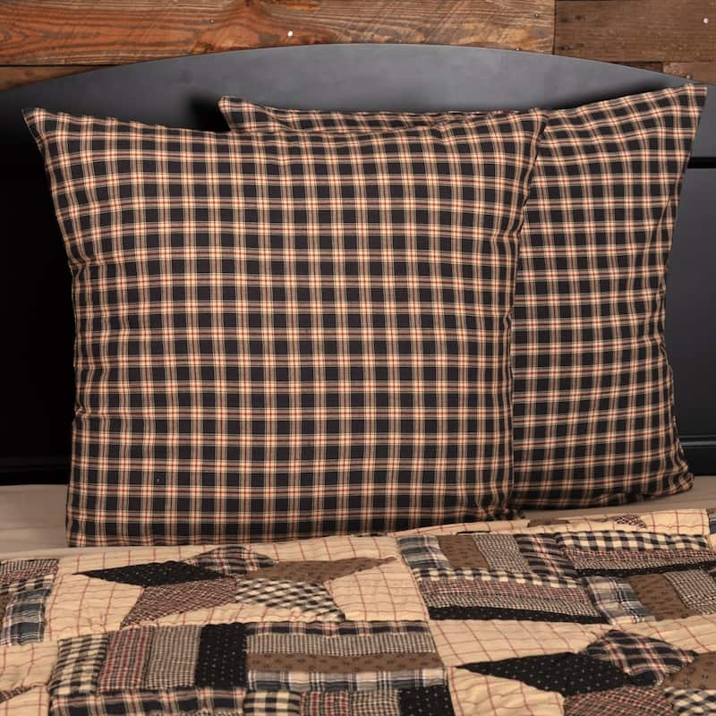 Black Americana Bedding VHC Bingham Star Euro Sham Cotton Plaid - Bingham Euro Sham