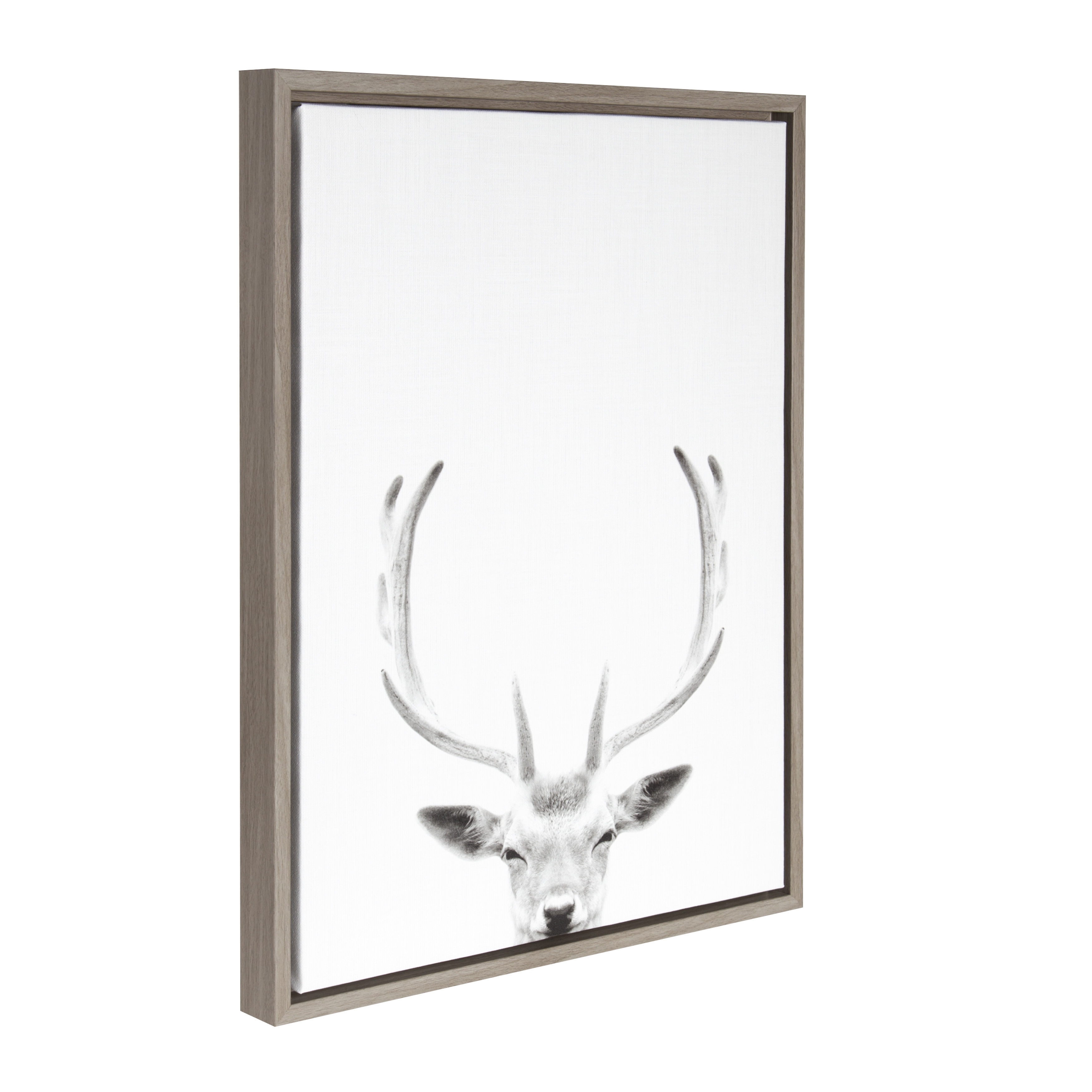 Kate and Laurel Sylvie Deer with Antlers Black and White Portrait Framed  Canvas Wall Art by Simon Te Tai, 18x24 Gray On Sale Bed Bath  Beyond  15614314