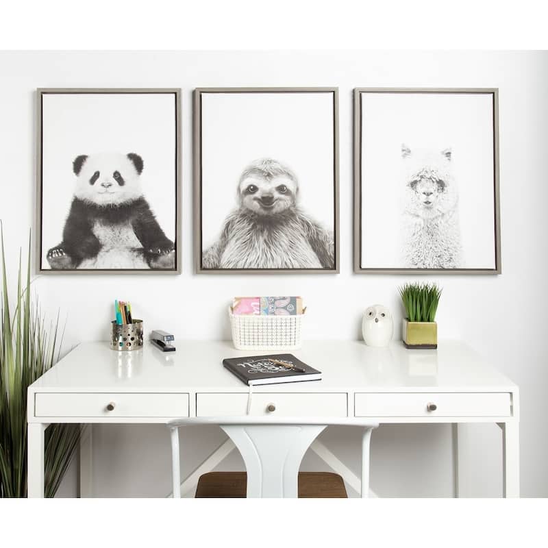 Kate and Laurel Sylvie Panda Framed Canvas by Simon Te Tai