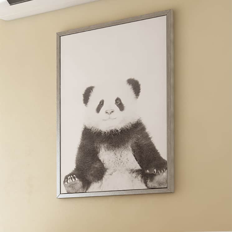 Kate and Laurel Sylvie Panda Framed Canvas by Simon Te Tai - 18x24 - Plastic - Grey