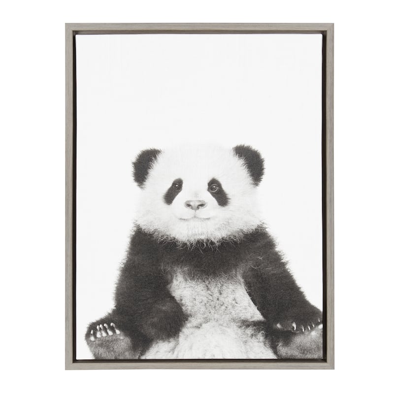 Kate and Laurel Sylvie Panda Framed Canvas by Simon Te Tai