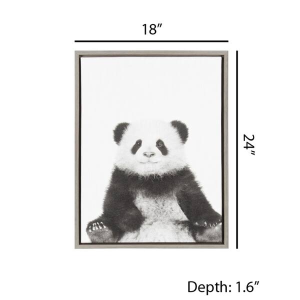 Kate and Laurel Sylvie Panda Framed Canvas by Simon Te Tai - Bed Bath ...