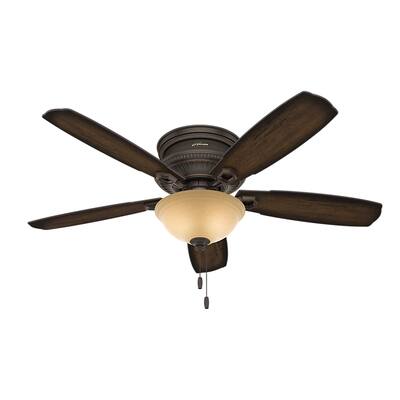Hunter 52" Ambrose Coll Low Profile Ceiling Fan with LED Light Kit and Pull Chain - Onyx Bengal