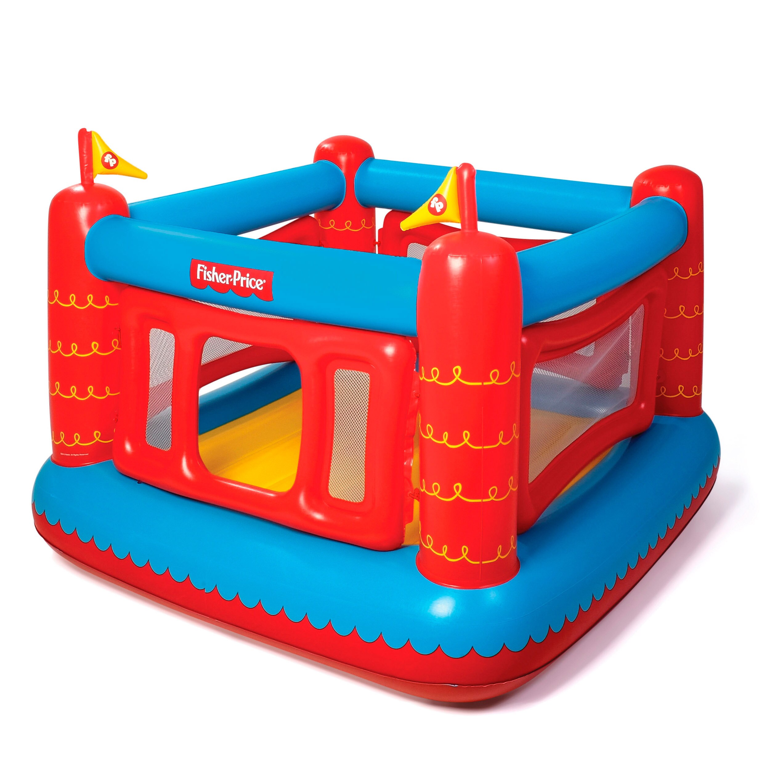 fisher price bouncetastic inflatable castle bouncer with removable mesh walls