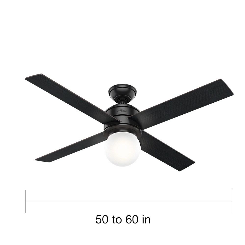 Hunter Fan Hepburn Matte Black 52 Inch Ceiling Fan With 4 Black Oak Mid Century Walnut Reversible Blades