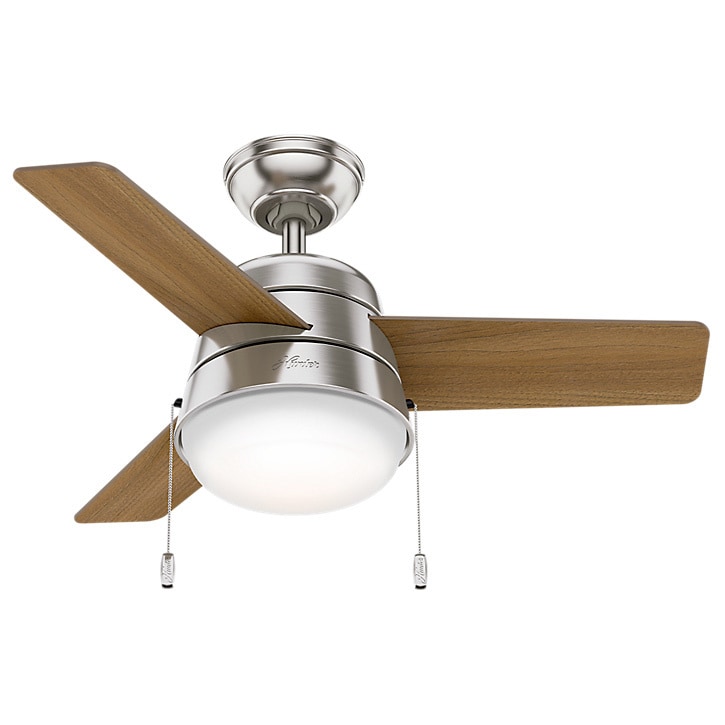 Shop Hunter Fan Aker Brushed Nickel With American Walnut Natural