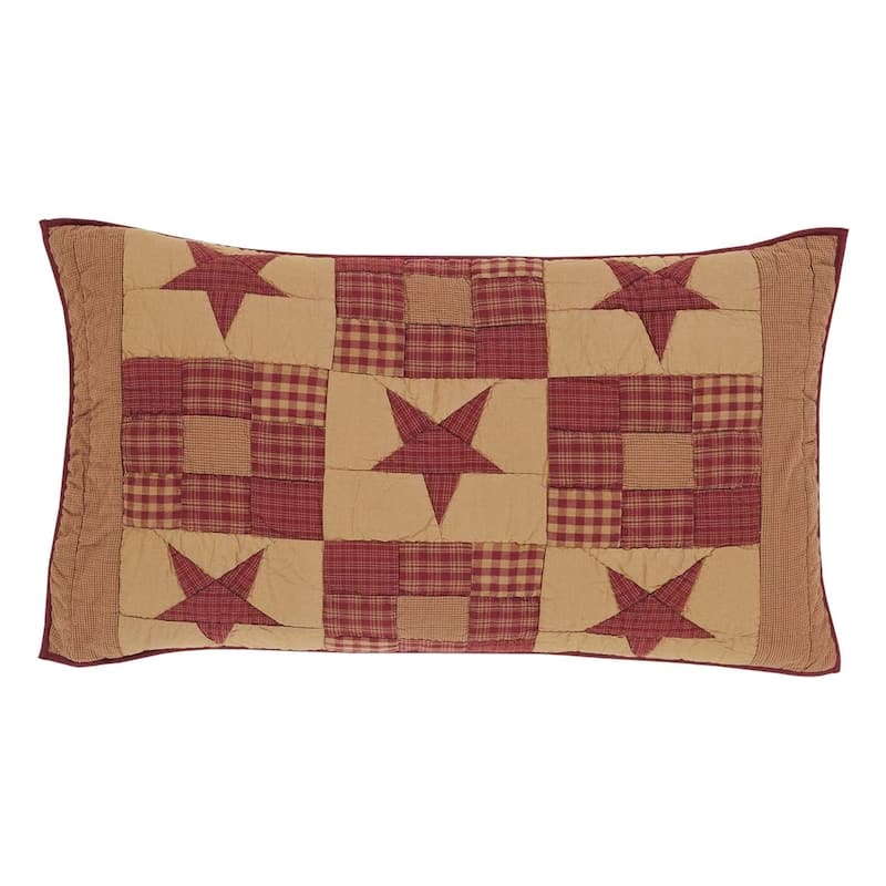 Ninepatch Star King Sham 21x37 - King - Dark Tan/Burgundy
