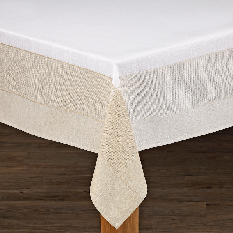 Bohemia Tablecloth - White/Tan - 52"X70"