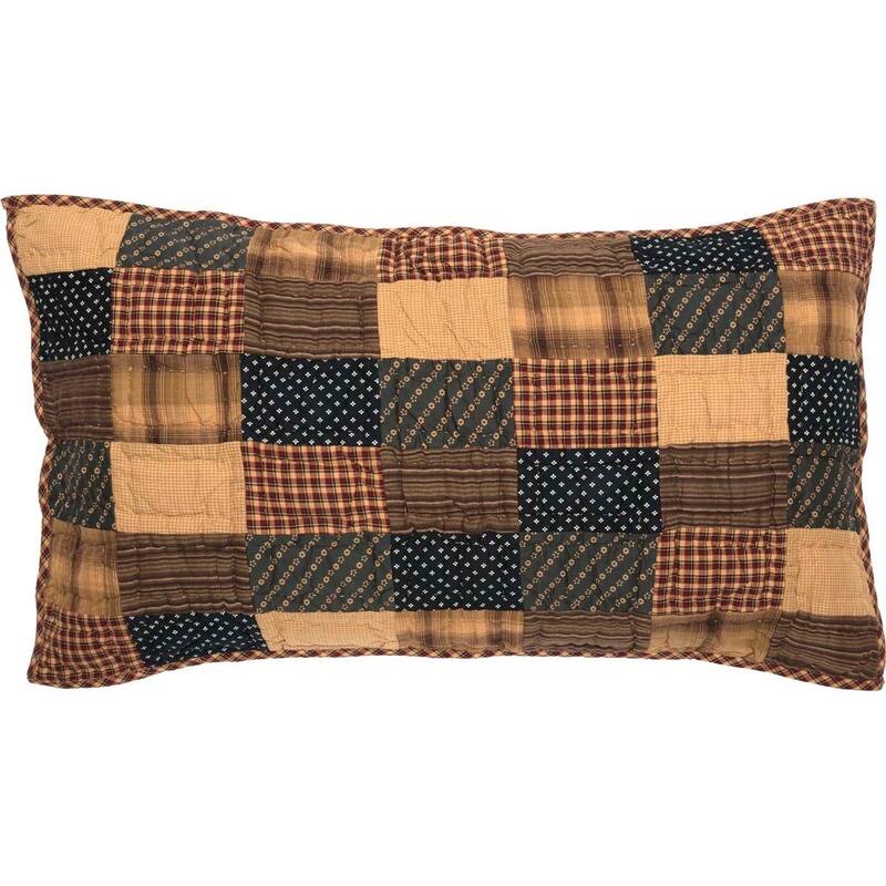 Red Primitive Bedding VHC Patriotic Patch Sham Cotton Patchwork