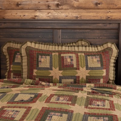 Green Rustic Bedding VHC Tea Cabin Sham Cotton Patchwork