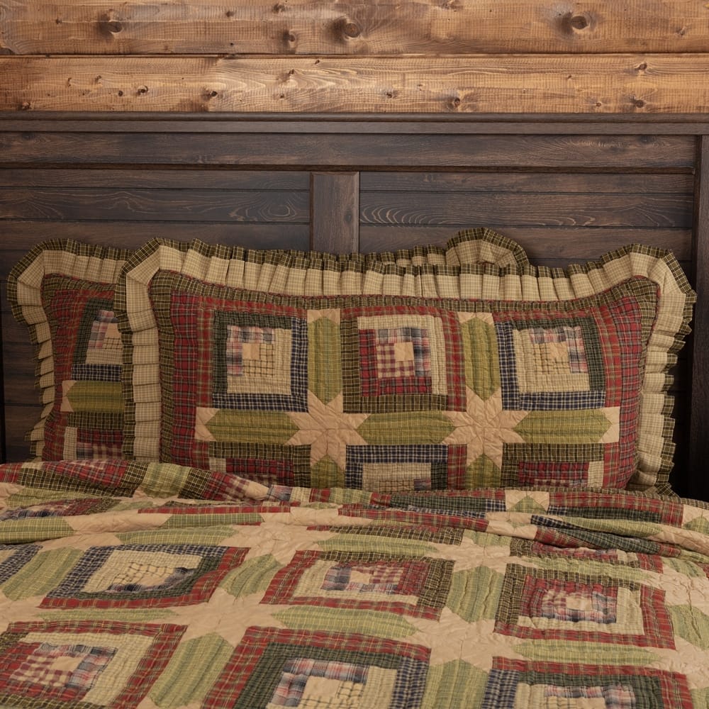 Green Rustic Bedding VHC Tea Cabin Sham Cotton Patchwork
