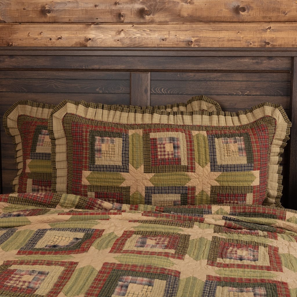 Green Rustic Bedding VHC Tea Cabin Sham Cotton Patchwork