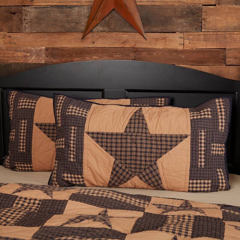 Tan Primitive Bedding VHC Teton Star Sham Cotton Star Patchwork