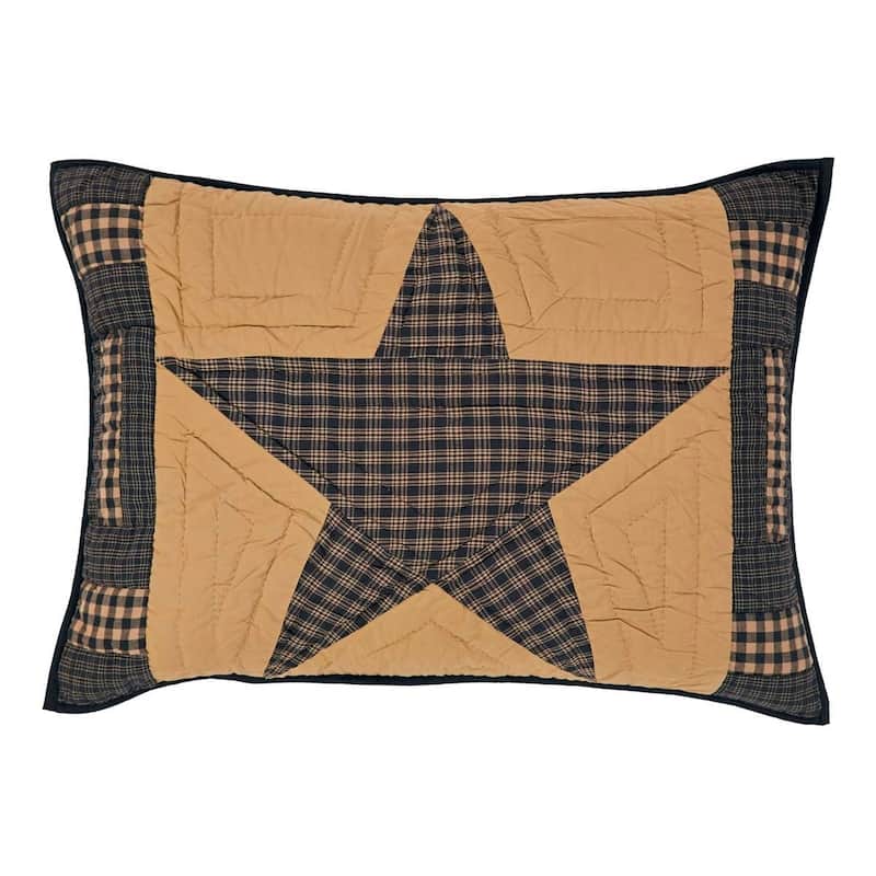 Tan Primitive Bedding VHC Teton Star Sham Cotton Star Patchwork
