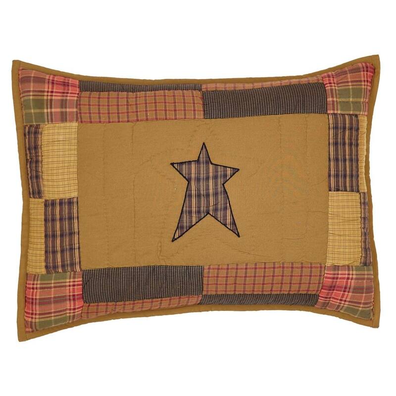 Tan Primitive Bedding VHC Stratton Sham Cotton Star Appliqued