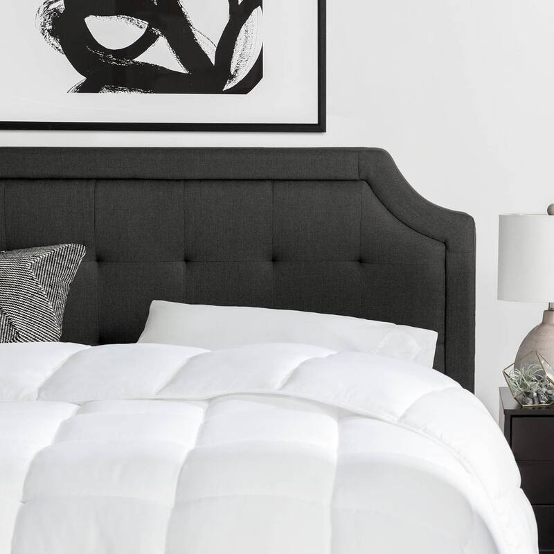 Brookside Liza Upholstered Curved and Scoop-Edge Headboards - Charcoal-Scooped - King