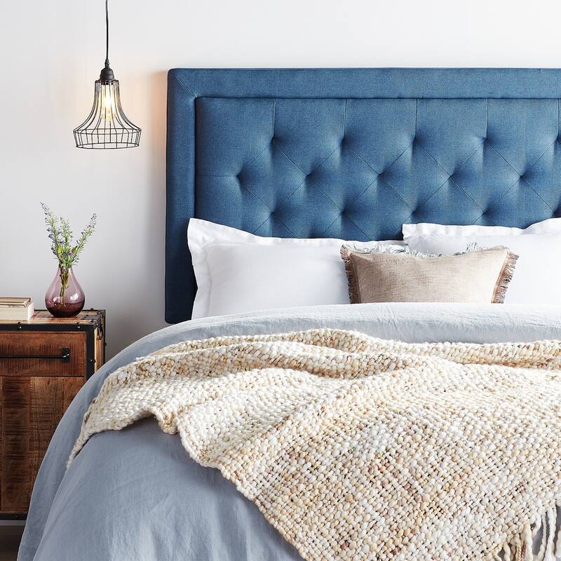 Brookside Upholstered Headboard with Diamond Tufting - Navy - King