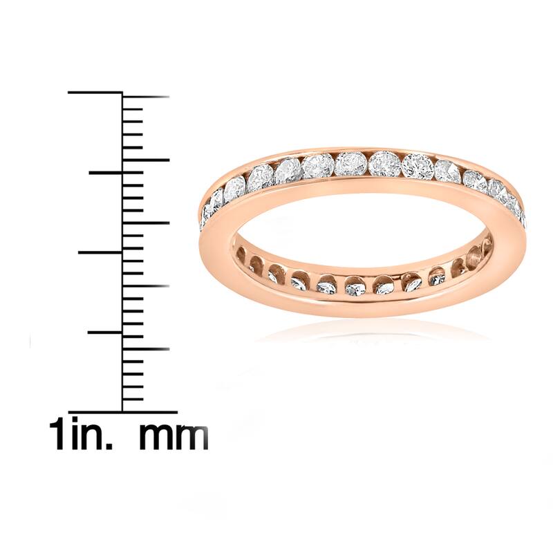 14k Rose Gold 1ct TDW Diamond Channel Set Eternity Wedding Ring - White
