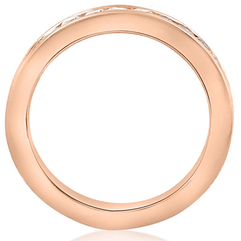 14k Rose Gold 1ct TDW Diamond Channel Set Eternity Wedding Ring - White