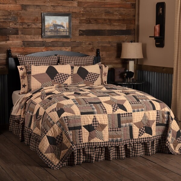 Black Americana Bedding VHC Bingham Star Quilt Cotton Star Patchwork