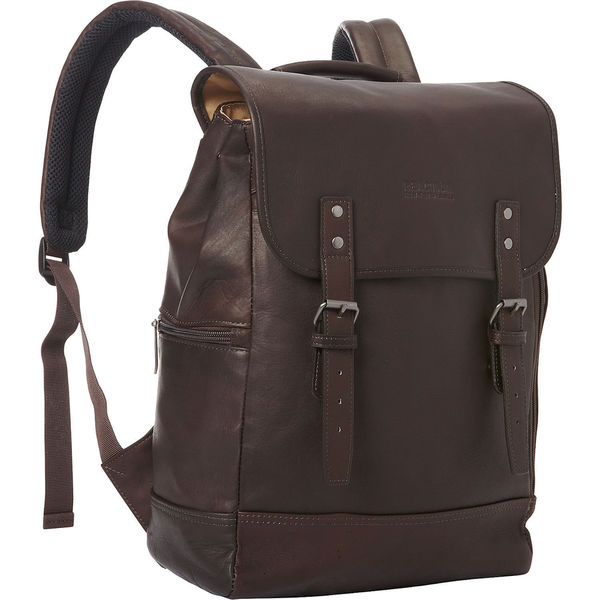 Kenneth Cole Reaction Colombian Leather Flapover RFID Protected 15-inch Laptop Backpack