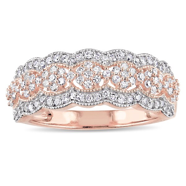 Miadora Signature Collection 10k Rose Gold 1/2ct TDW Diamond Milgrain Detail Anniversary Ring