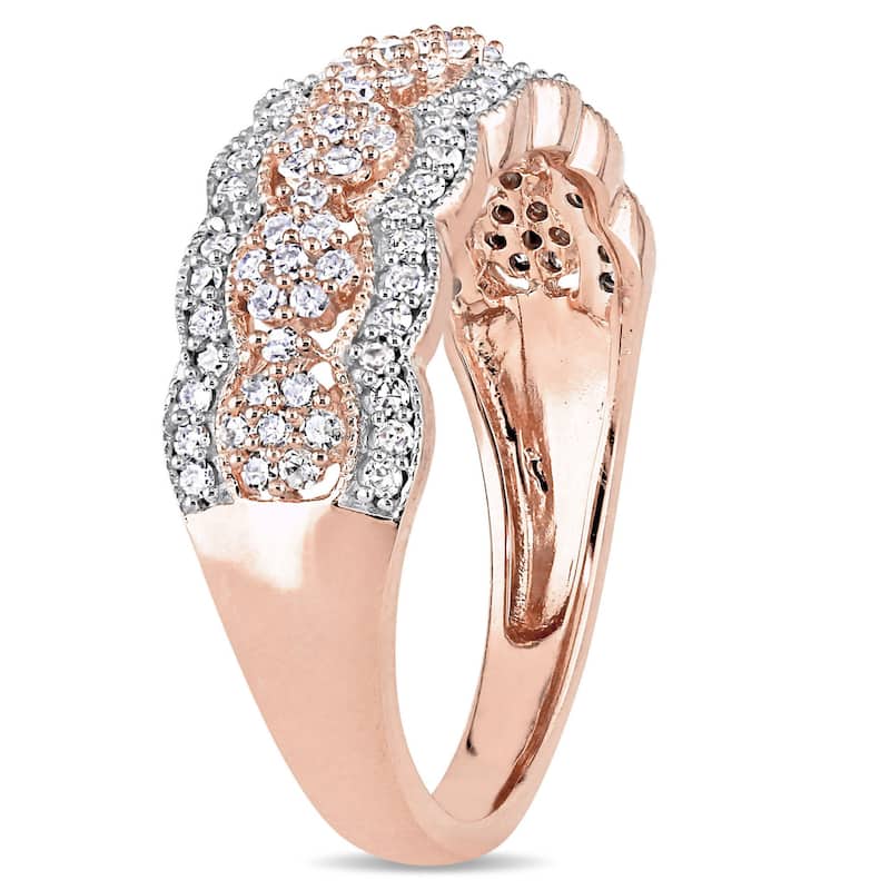 10k Rose Gold 1/2ct TDW Diamond Milgrain Anniversary Band by Miadora