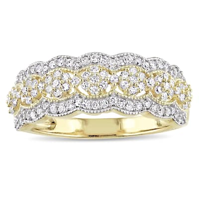 Miadora Signature Collection 10k Yellow Gold 1/2ct TDW Diamond Milgrain Detail Anniversary Ring
