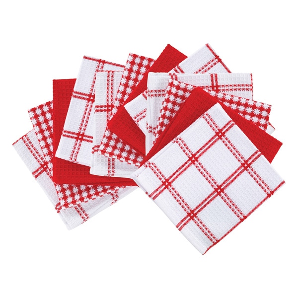 T-fal Textiles 6 Pack Solid & Check Parquet Kitchen Dish Towel Cloth Set -  On Sale - Bed Bath & Beyond - 15635089