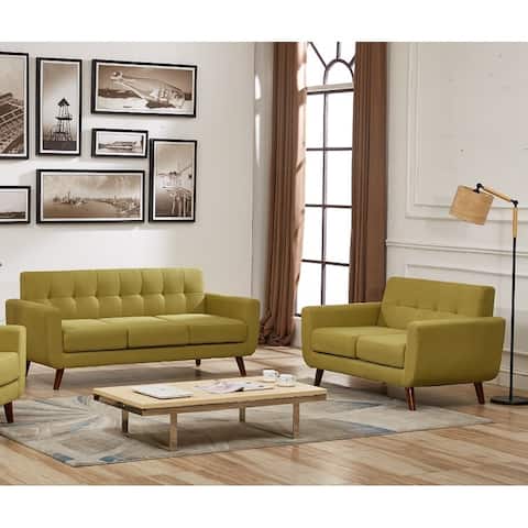 US Pride Furniture Grace Rainbeau Tufted Upholstered Living Room Sofa and Loveseat (Set of 2)