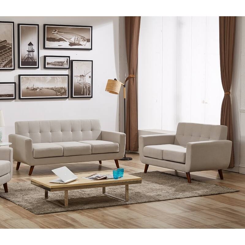 US Pride Furniture Grace Rainbeau Tufted Upholstered Living Room Sofa and Loveseat (Set of 2)