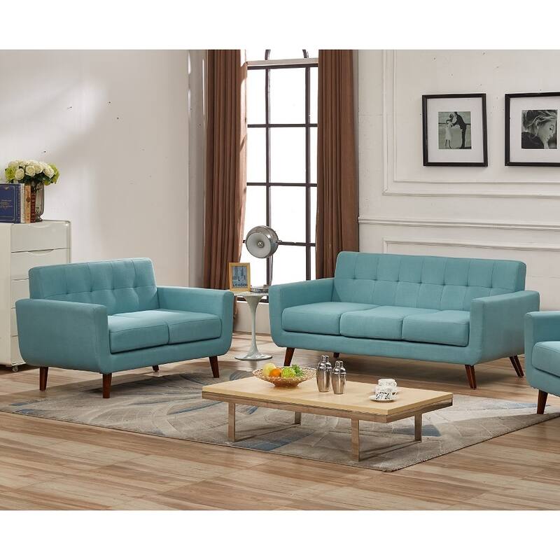 US Pride Furniture Grace Rainbeau Tufted Upholstered Living Room Sofa and Loveseat (Set of 2)
