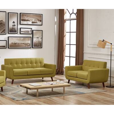 US Pride Furniture Grace Rainbeau Tufted Upholstered Living Room Sofa and Loveseat (Set of 2)