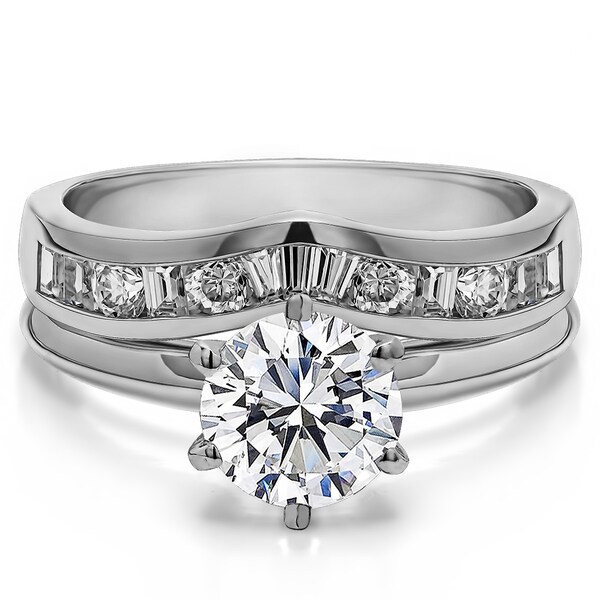 Shop Curved Wedding Ring Set Includes 1 CT. Round CZ