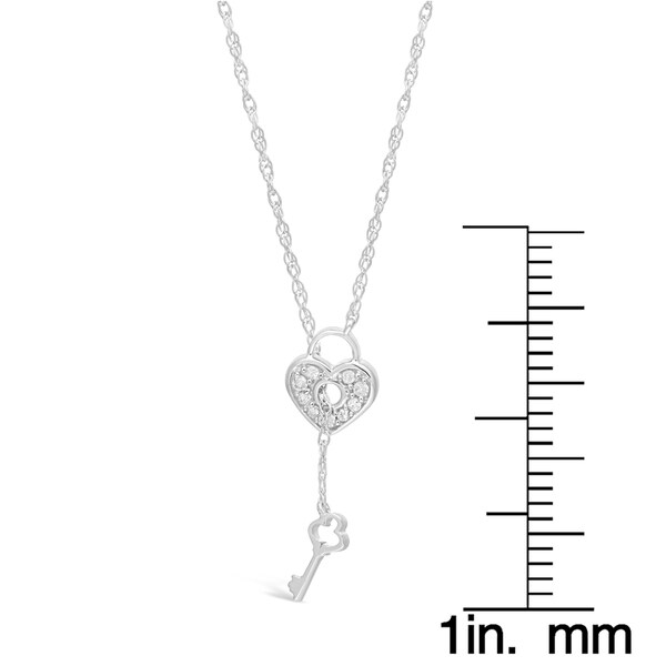 1//7 CTTW Sterling Silver White Diamond key necklace pendant