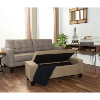 Delmar Beige Storage Ottoman Bench