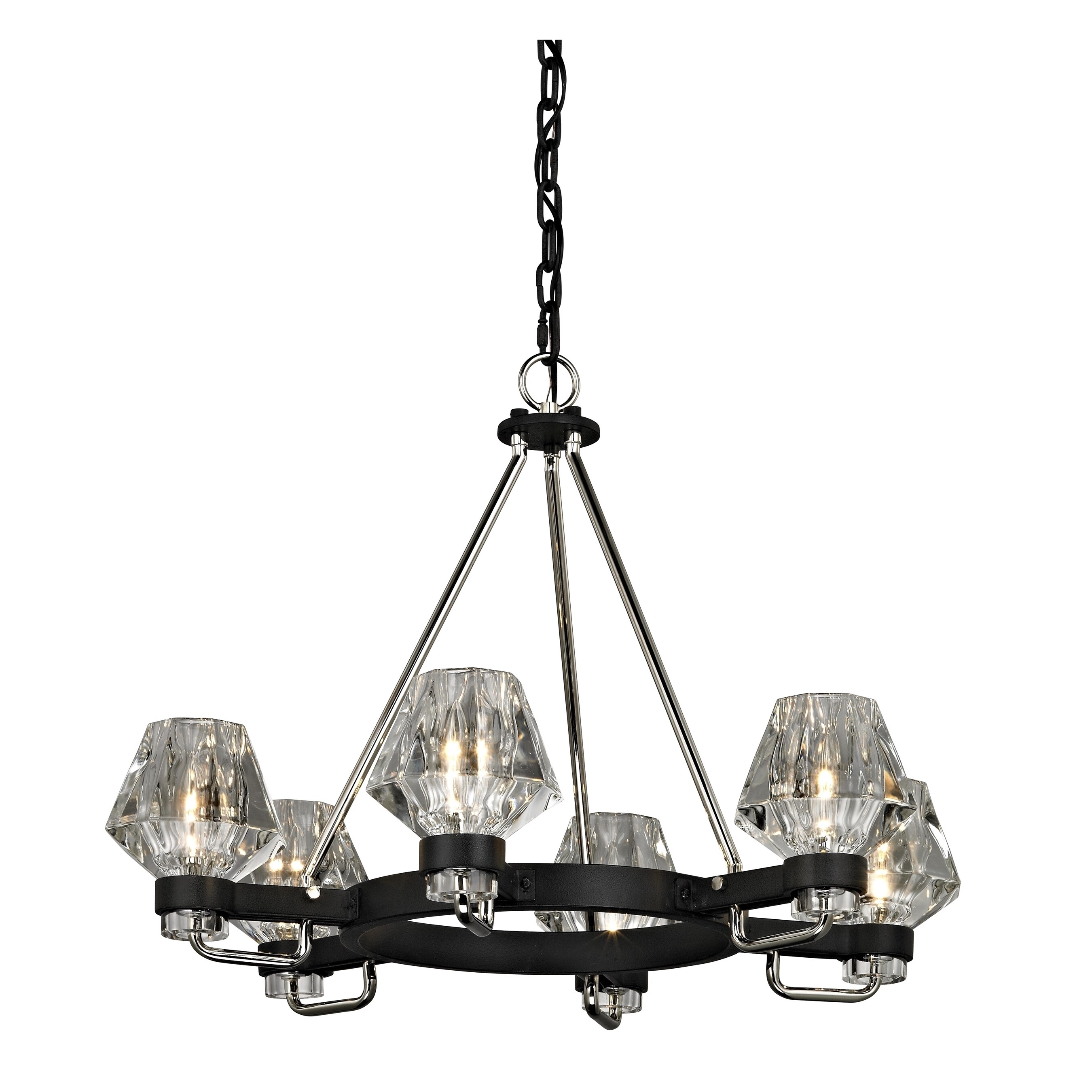 Troy Lighting Faction 6-light Forged Iron/Polished Nickel LED Chandelier (Forged Iron, Polished Nickel) - Chandeliers For Bedrooms by Overstock.com