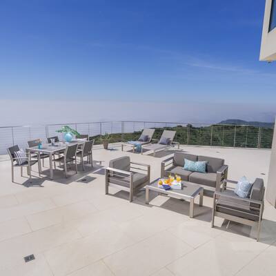 Cape Coral Outdoor 13-piece Entertainment Seating Set with Cushions by Christopher Knight Home