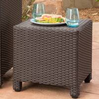 Puerta Outdoor Wicker Square Accent Side Table by Christopher Knight Home