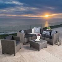 Puerta Outdoor 7-piece Wicker V-Shaped Sectional Sofa Set with Cushions by Christopher Knight Home