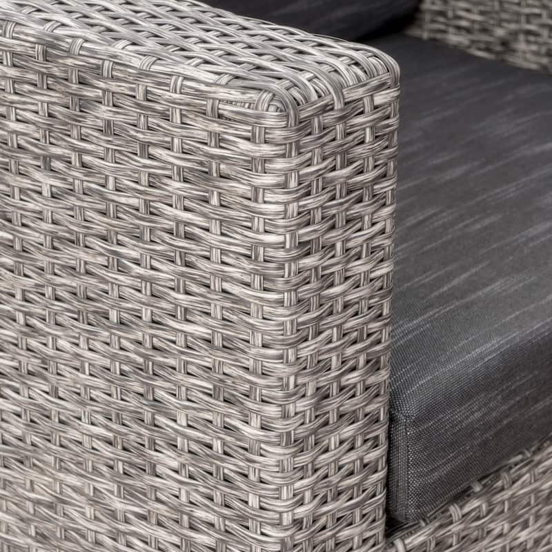 Puerta Outdoor Wicker Club Chair with Cushions by Christopher Knight Home