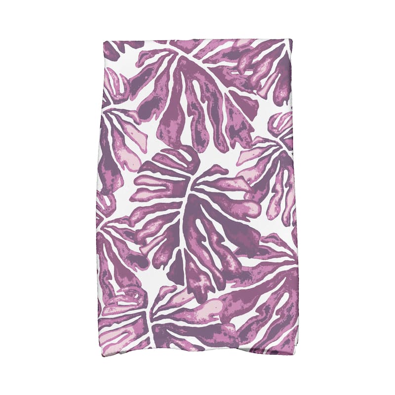 Palm Leaves Floral Print Kitchen Towels - Purple